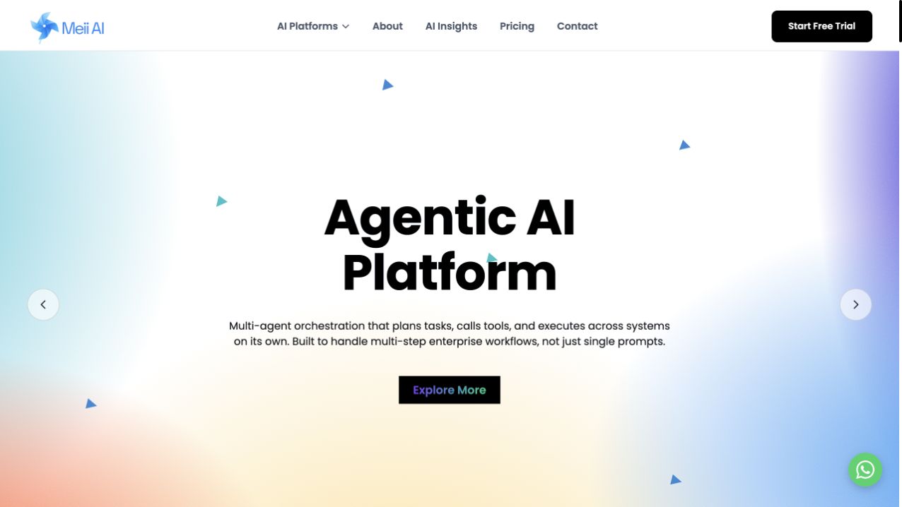 Meii.ai enterprise AI platform website homepage
