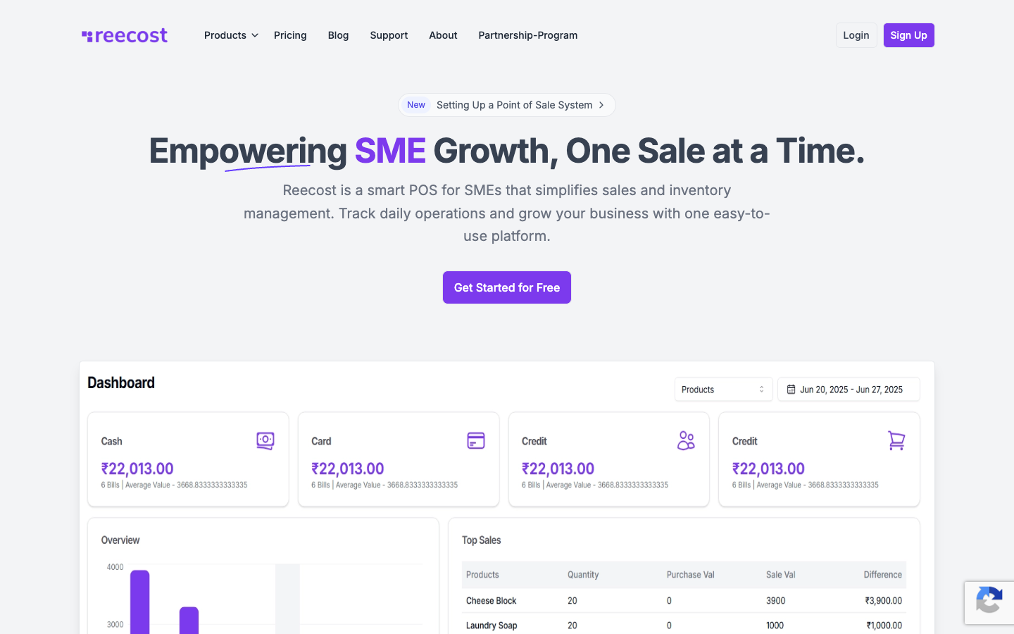 Reecost website homepage preview